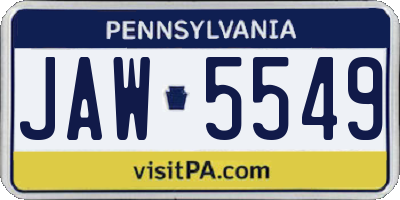 PA license plate JAW5549