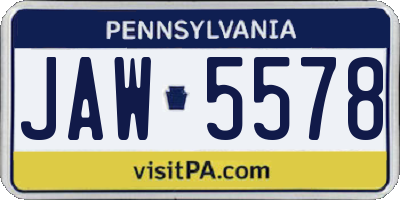 PA license plate JAW5578