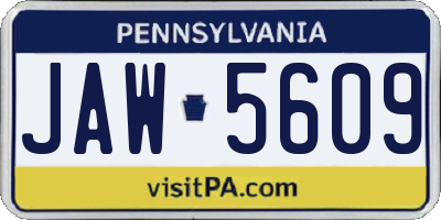 PA license plate JAW5609