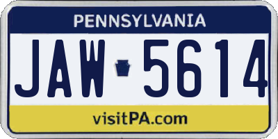 PA license plate JAW5614