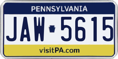 PA license plate JAW5615