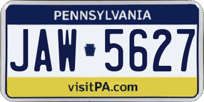 PA license plate JAW5627