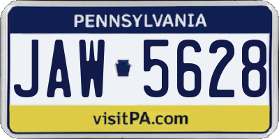 PA license plate JAW5628