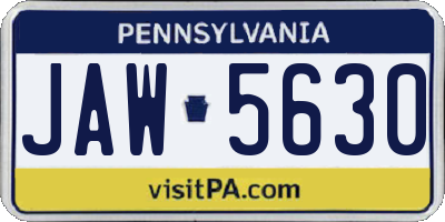 PA license plate JAW5630