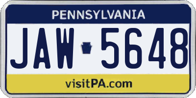 PA license plate JAW5648