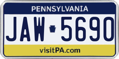 PA license plate JAW5690
