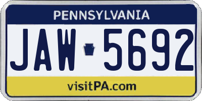PA license plate JAW5692