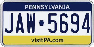 PA license plate JAW5694
