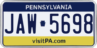 PA license plate JAW5698