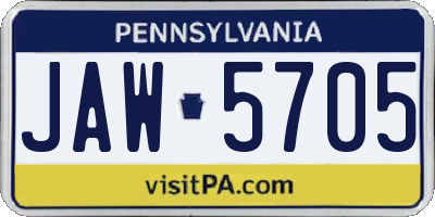 PA license plate JAW5705