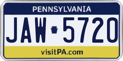 PA license plate JAW5720
