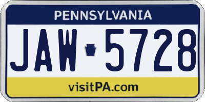 PA license plate JAW5728