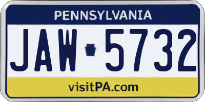 PA license plate JAW5732