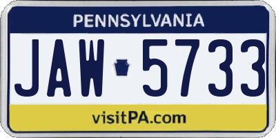 PA license plate JAW5733