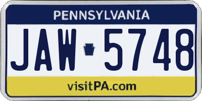 PA license plate JAW5748