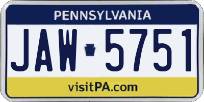 PA license plate JAW5751