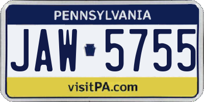 PA license plate JAW5755