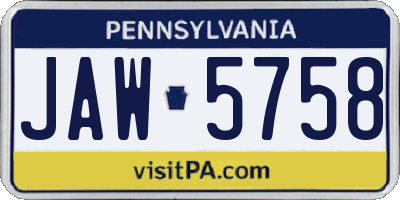 PA license plate JAW5758