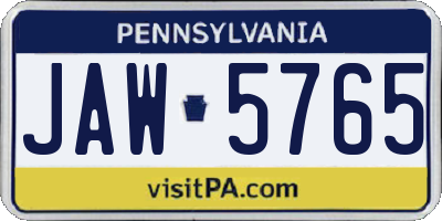 PA license plate JAW5765