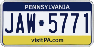 PA license plate JAW5771