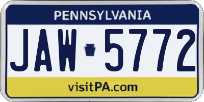PA license plate JAW5772