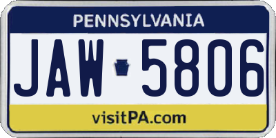 PA license plate JAW5806