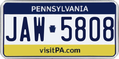 PA license plate JAW5808