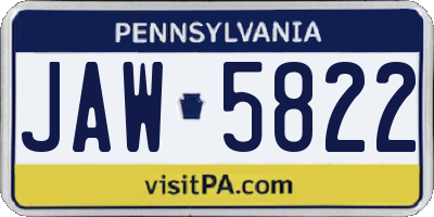PA license plate JAW5822