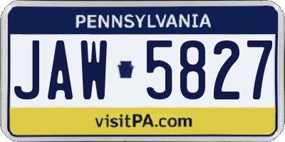 PA license plate JAW5827