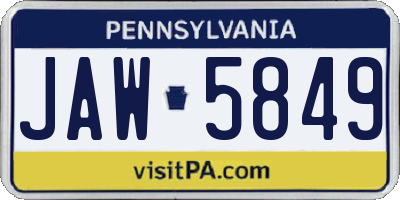PA license plate JAW5849