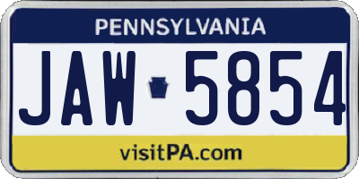 PA license plate JAW5854