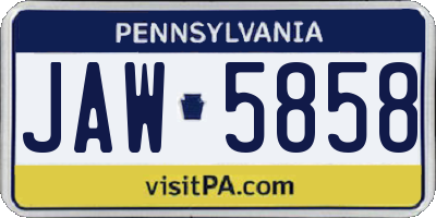 PA license plate JAW5858