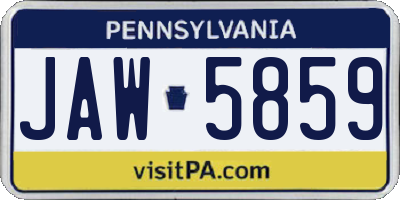 PA license plate JAW5859