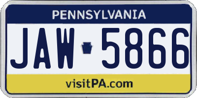 PA license plate JAW5866