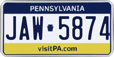 PA license plate JAW5874