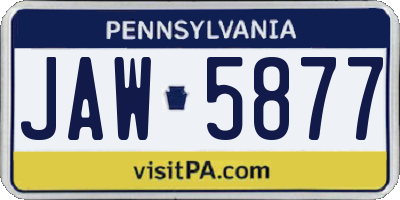 PA license plate JAW5877