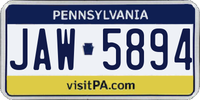 PA license plate JAW5894