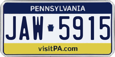 PA license plate JAW5915