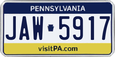 PA license plate JAW5917