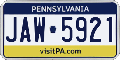 PA license plate JAW5921