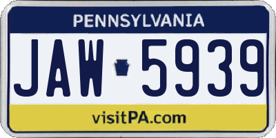 PA license plate JAW5939