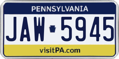 PA license plate JAW5945