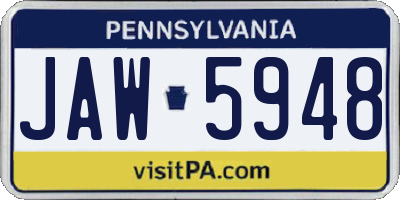 PA license plate JAW5948