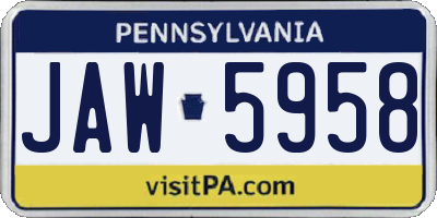 PA license plate JAW5958