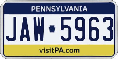 PA license plate JAW5963
