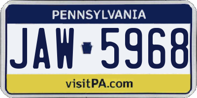 PA license plate JAW5968