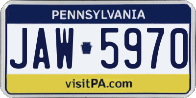 PA license plate JAW5970
