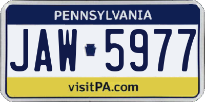 PA license plate JAW5977
