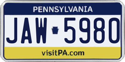 PA license plate JAW5980
