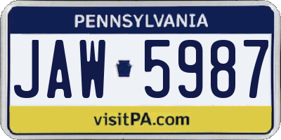PA license plate JAW5987